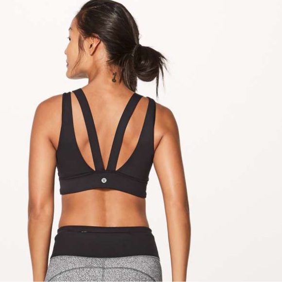 Lululemon Run The Day Bra Black Sports Bra Top Size 4 - Picture 2 of 6